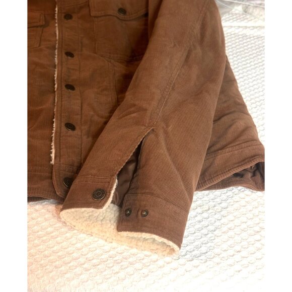 Guess Cord Sherpa Trucker Jacket Utility Brown Button Down Men Size XL - Picture 4 of 16